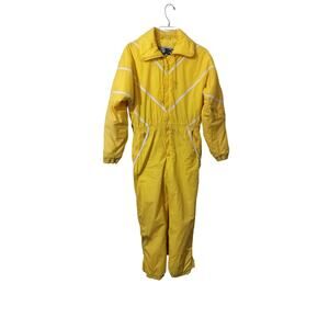 4226)Ski Lion Yellow Robylon Fill One Piece Puffer Winter Ski Suit Small
